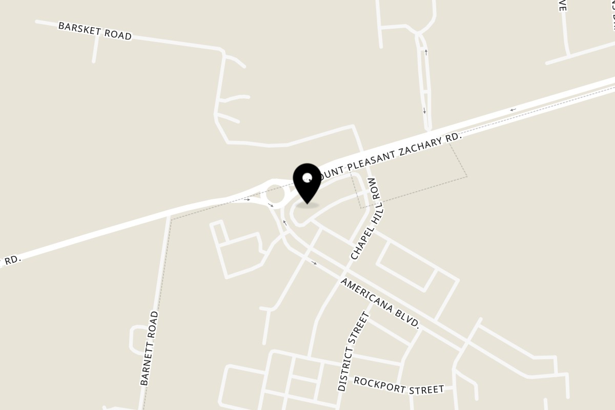 Map showing the location of Agave Blue Tequila and Taco Bar Zachary on 1185 Americana Blvd in Zachary